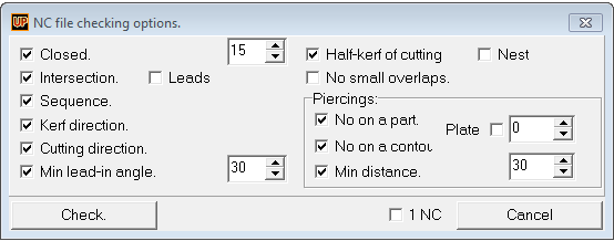 NC Maker Check NC dialog