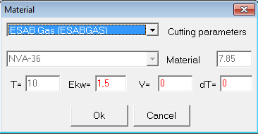 NC Maker material dialog