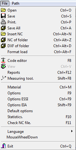 NC Maker file menu