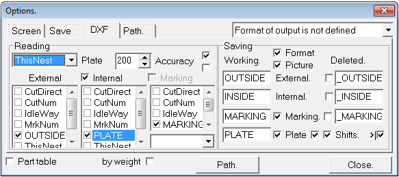 NC Maker options dxf dialog