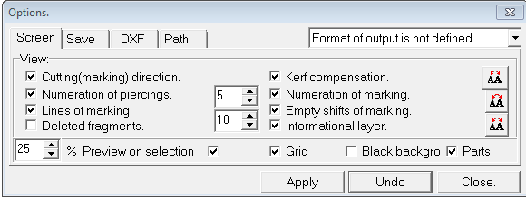 NC Maker options screen dialog