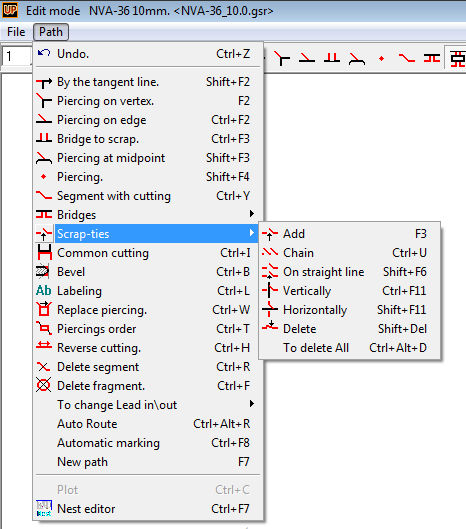 NC Maker Scrap-ties menu